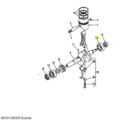 Kubota 08101-06305 Ball Bearing - OEM Replacement for Front Axle, Rear Differential & PTO