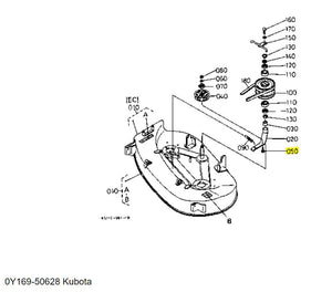 Kubota 0Y169-50628 Short Neck Bolt - Genuine Mower Deck & Tension Pulley Fastener
