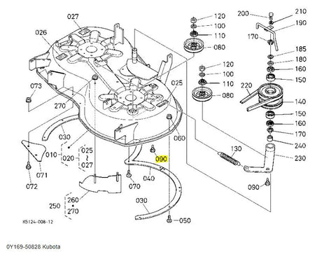 Kubota 0Y169-50828 Short Neck Bolt (1/2-20 UNF) - Genuine Mower Deck & PTO Clutch Fastener