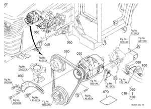 Kubota 14962-97010 Fan Belt - Genuine V1505 Engine Overhaul Belt