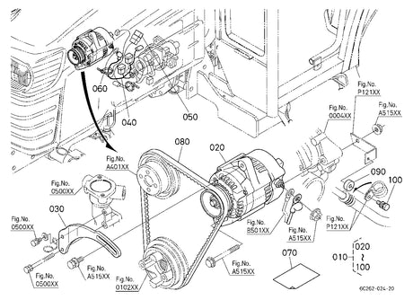 Kubota 14962-97010 Fan Belt - Genuine V1505 Engine Overhaul Belt