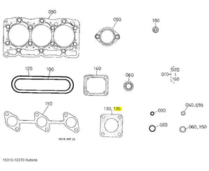 Kubota 15313-12370 Muffler Gasket - Asbestos-Free Exhaust Seal