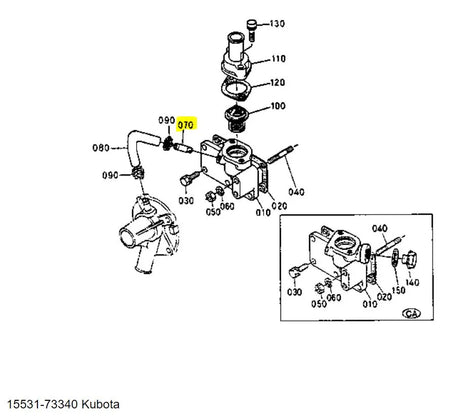Kubota 15531-73340 Water Return Pipe | Genuine OEM Cooling Component