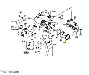 Kubota 15606-11070 Air Cleaner Band Assembly | Genuine OEM Clamp for Inlet Manifolds