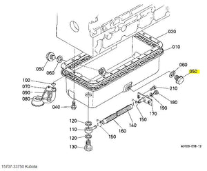Kubota 15707-33750 Oil Pan Drain Plug - Genuine OEM Replacement