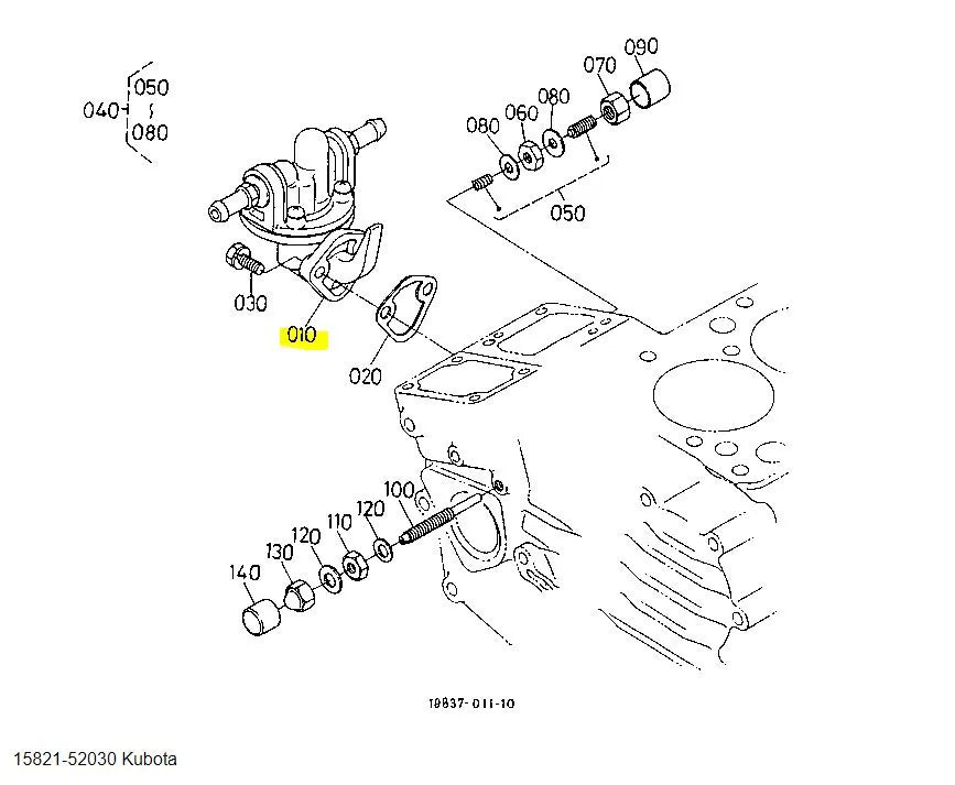 Kubota 15821-52030 Fuel Pump Assembly | Genuine OEM Mechanical Fuel Pump