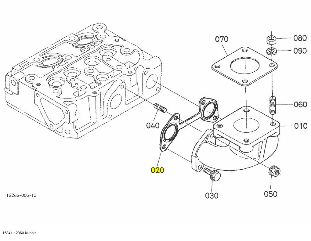 Kubota 15841‑12360 Exhaust Manifold Gasket | OEM Sealing for Generator & Engine Systems