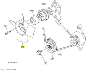 Kubota 15872-74110 Radiator Fan - OEM Replacement for BX2200D, BX23D, BX24D, ZD321N & More