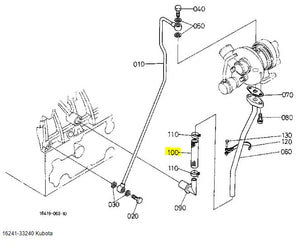 Kubota 16241-33240 Turbocharger Oil Pipe | Genuine OEM Part