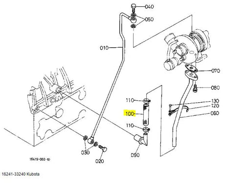 Kubota 16241-33240 Turbocharger Oil Pipe | Genuine OEM Part