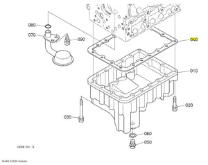 Kubota 19462-01620 Oil Pan Gasket - Fits G2160, G21HD, GZD21-HD & More