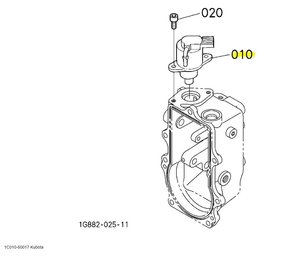 Kubota 1C010-60017 Stop Solenoid - OEM Replacement for M, SQ, KJ Series Tractors & Generators