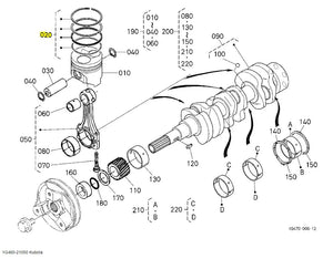 Kubota 1G460-21050 Piston Ring Assembly | Genuine OEM Replacement