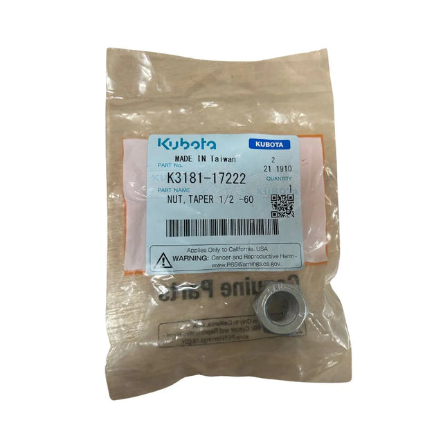 Kubota Taper Nut 31811-7222 For Models, BX231, BX261, BX2350, G23, G26, G261