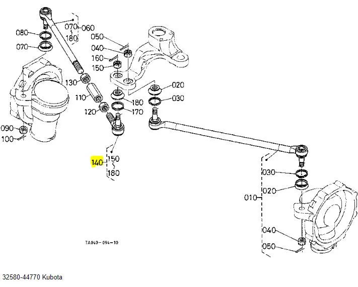 Kubota 32580‑44770 Right Hand Tie Rod End (RH) | OEM Steering Linkage Component