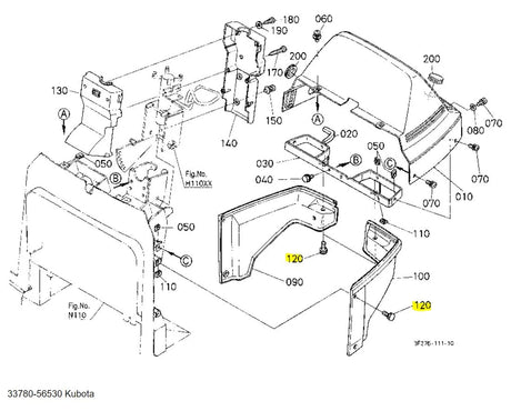 Kubota 33780-56530 Screw | Hood, Outer Roof, and Air Recirculation Applications