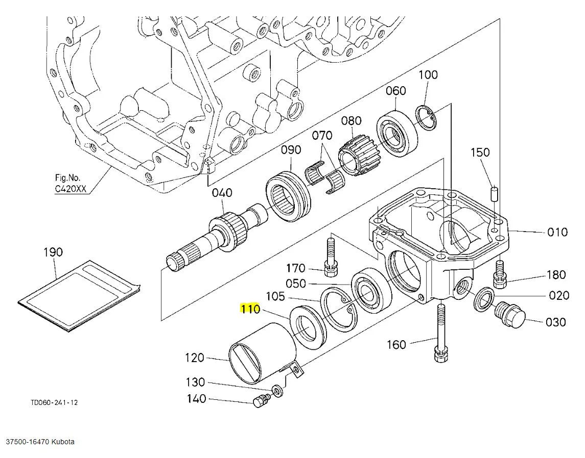 Kubota 37500-16470 Oil Seal  Genuine OEM Mid PTO & Bevel Gear Seal
