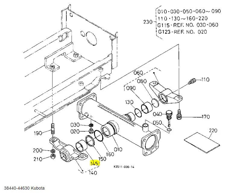 Kubota 38440-44630 Bush | Genuine OEM Front Axle & Rear Differential Bushing
