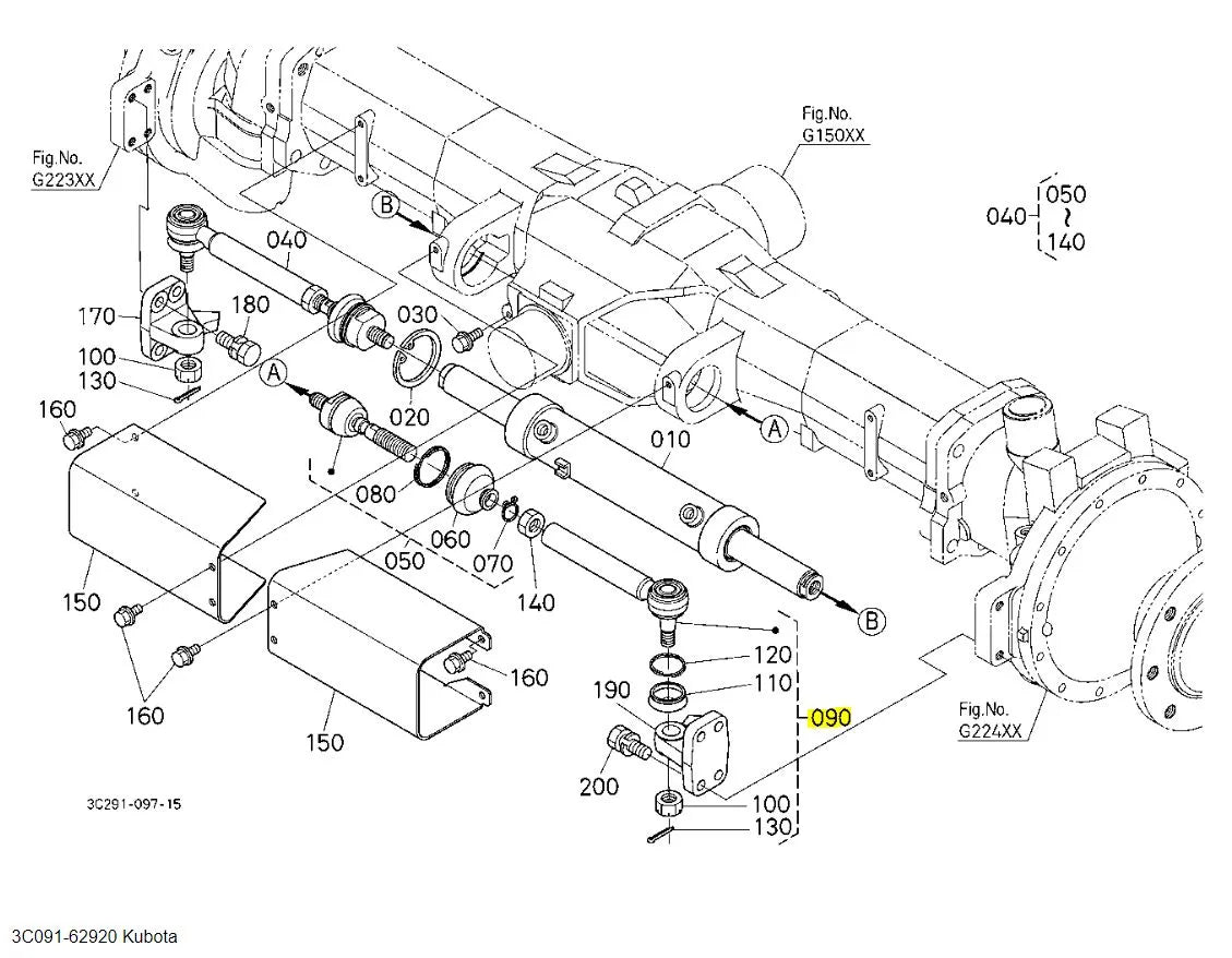 Kubota 3C091-62920 Tie Rod/Steering Cylinder – Genuine OEM for M-Series Tractors