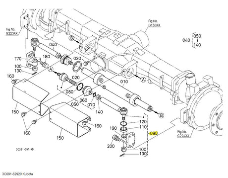 Kubota 3C091-62920 Tie Rod/Steering Cylinder – Genuine OEM for M-Series Tractors