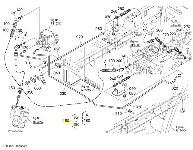 Kubota 3C151-67700 Brake Pipe Assembly – Genuine OEM for M-Series Tractors