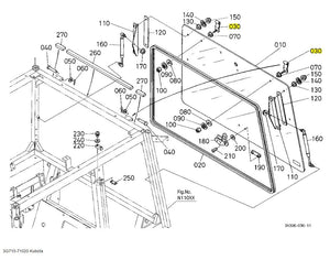 Kubota 3G710-71020 Rear Window Hinge - OEM Replacement for Multiple Models