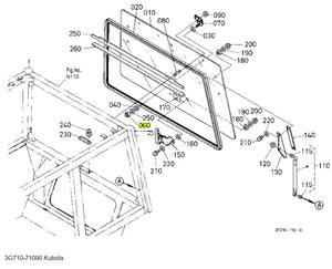 Kubota 3G710-71090 Nut - Genuine OEM Replacement for Rear Window and Door Assemblies