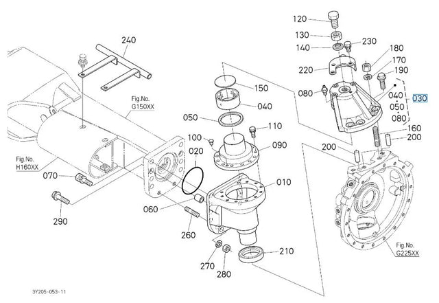 Kubota 3P200-43382 LH Support Assembly - Bevel Gear Case Left-Hand OEM Component