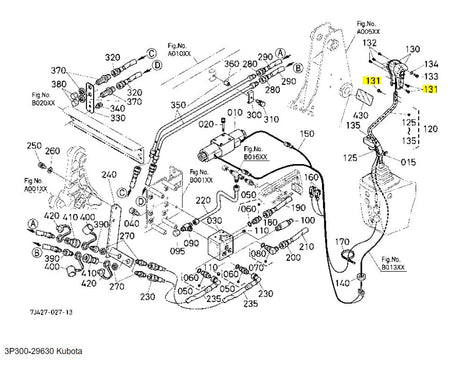 Kubota 3P300-29630 Screw - CR-REC-BD-HD Fastener for 3rd Function Valves & Gear Shift Levers