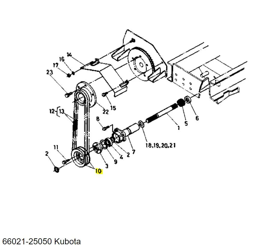Kubota 66021-25050 Pulley 110 - PTO Shaft Pulley for G-Series Tractors