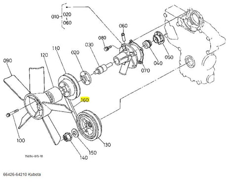 Kubota 66426-64210 V-Belt | Water Pump & Fan Belt for B-Series Tractors