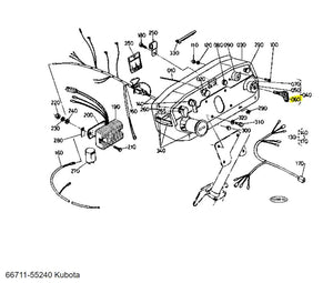 Kubota 66711-55240 Key Start Switch - Genuine Ignition Switch for B4200 & B7100HST Tractors