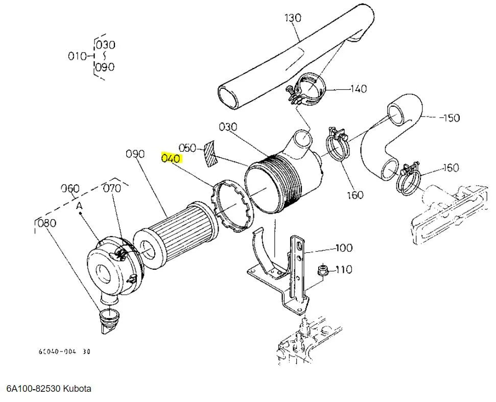 Kubota 6A100-82530 Gasket - High-Quality Air Cleaner Seal for Tractors and Generators