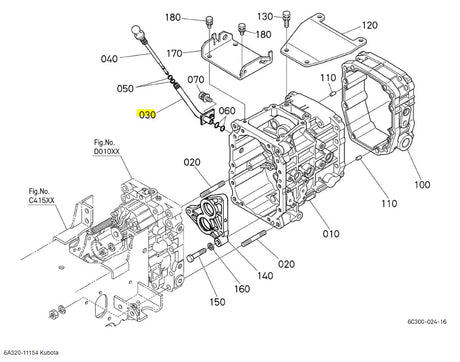Kubota 6A320-11154 Oil Gauge Pipe - High-Quality Transmission Case Component