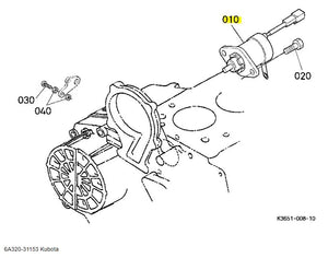 Kubota 6A320-31153 Stop Solenoid - OEM Engine Shutdown Control
