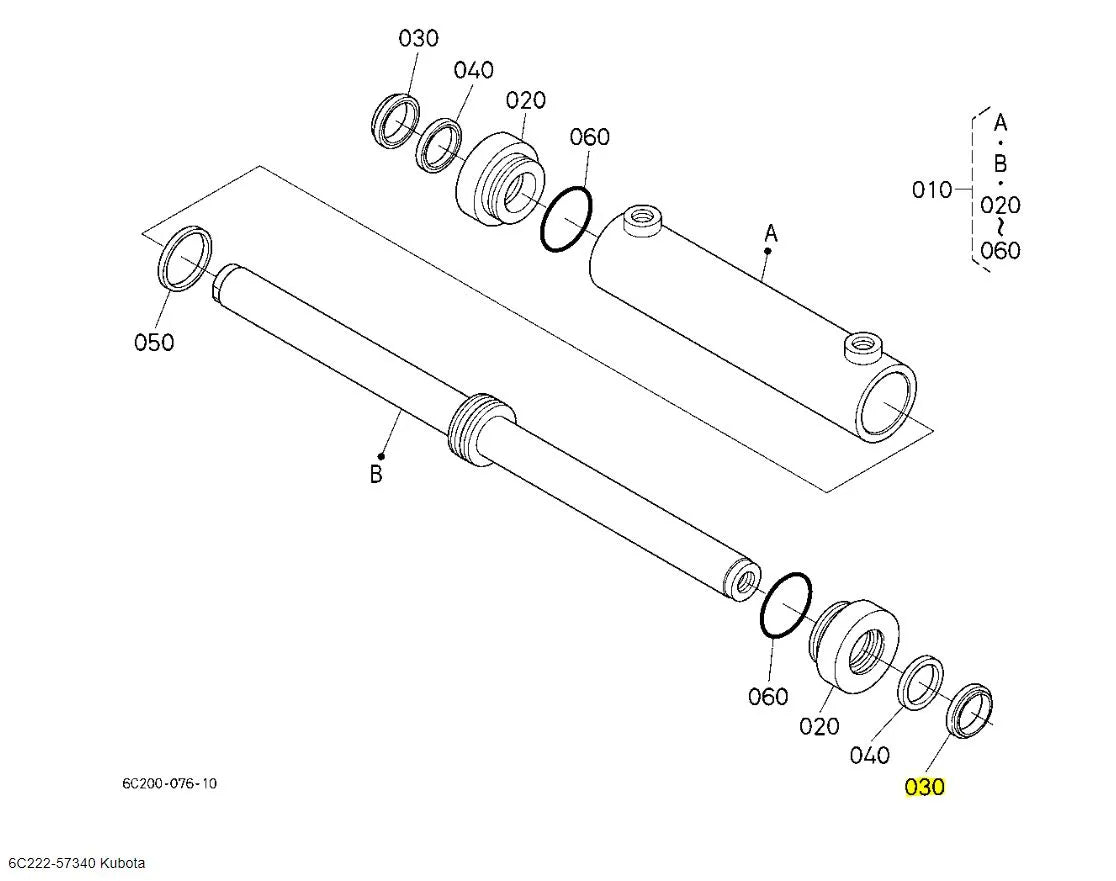 Kubota 6C222-57340 Dust Seal - OEM Steering Cylinder Replacement