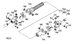 Kubota 70720-32110 Universal Joint Cross Assembly - Genuine Drive Shaft Component