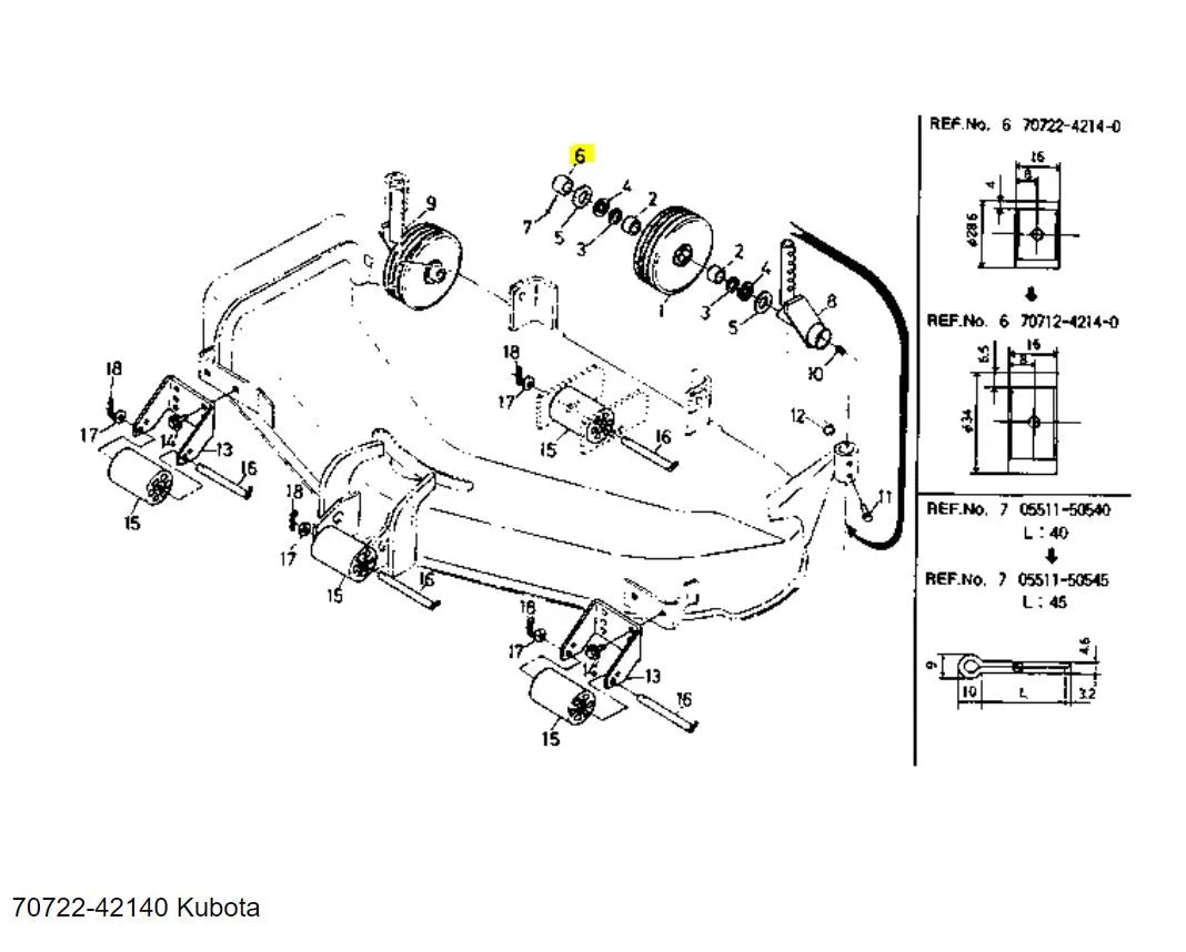 Kubota 70722-42140 Collar for Front and Rear Wheels | OEM Quality