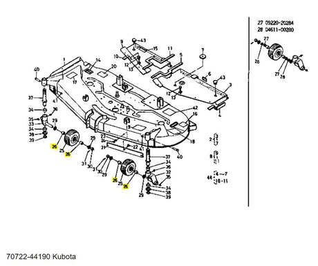 Kubota 70722-44190 Bush 2 for Front and Rear Wheels | Genuine OEM