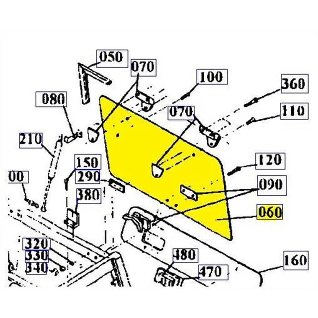 Kubota B2110 Rear Window Glass - Part 00695-55541 | OEM Cab Replacement
