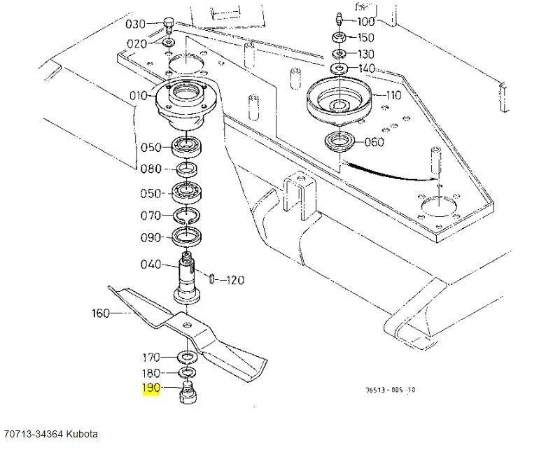 Kubota Blade Bolt 70713-34364 - M14 RH 