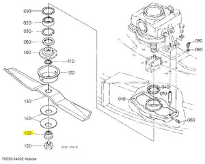 Kubota Blade Boss Joint 76539-34392 - OEM Replacement for RC54, RC60, RC72, RCK Series