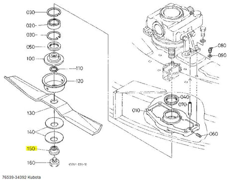 Kubota Blade Boss Joint 76539-34392 - OEM Replacement for RC54, RC60, RC72, RCK Series