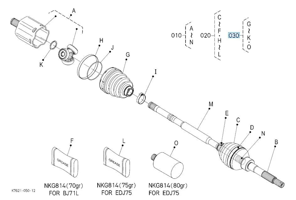 Kubota Boots Kit K7621-91520 - DOJ Front Drive Shaft Boot Kit for RTV-X1140