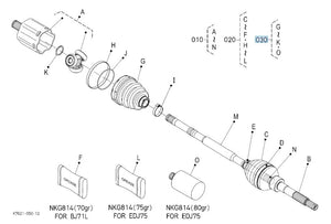 Kubota Boots Kit K7621-91520 - DOJ Front Drive Shaft Boot Kit for RTV-X1140