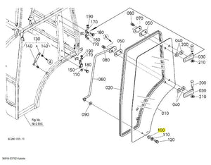 Kubota Cab Door Gasket 36919-53702 - OEM Seal for LH/RH Doors & Rear Windows