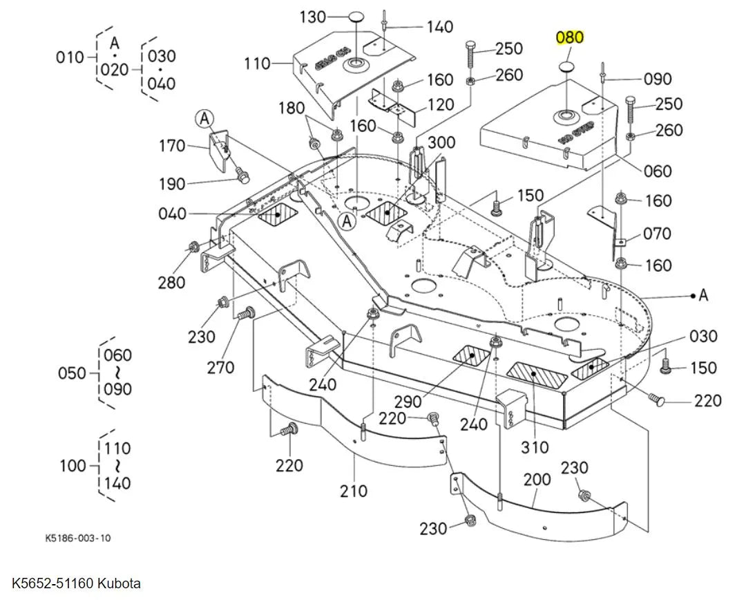 Kubota Cap K5652-51160 | Genuine Replacement for RCK Series Mower Decks