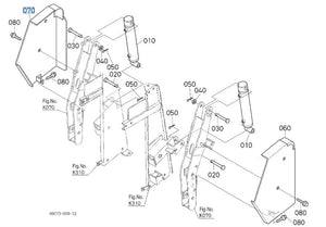Kubota Cylinder Cover RH K6073-64590 | Genuine OEM Grass Catcher Part