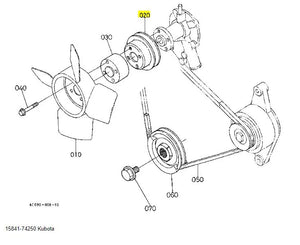 Kubota Fan Pulley 15841-74250 - Genuine Cooling System Pulley