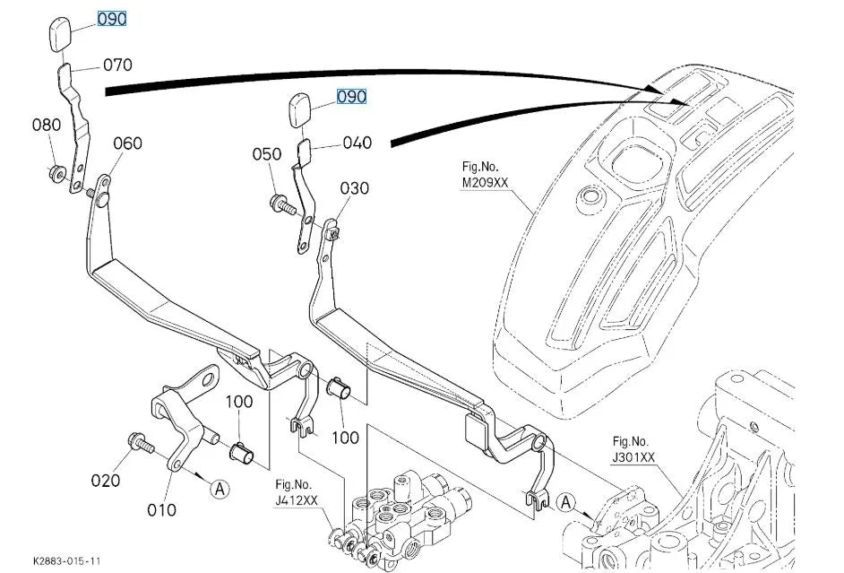 Kubota GRIP, LEVER AUX - K2563-37370 | Genuine Replacement Part